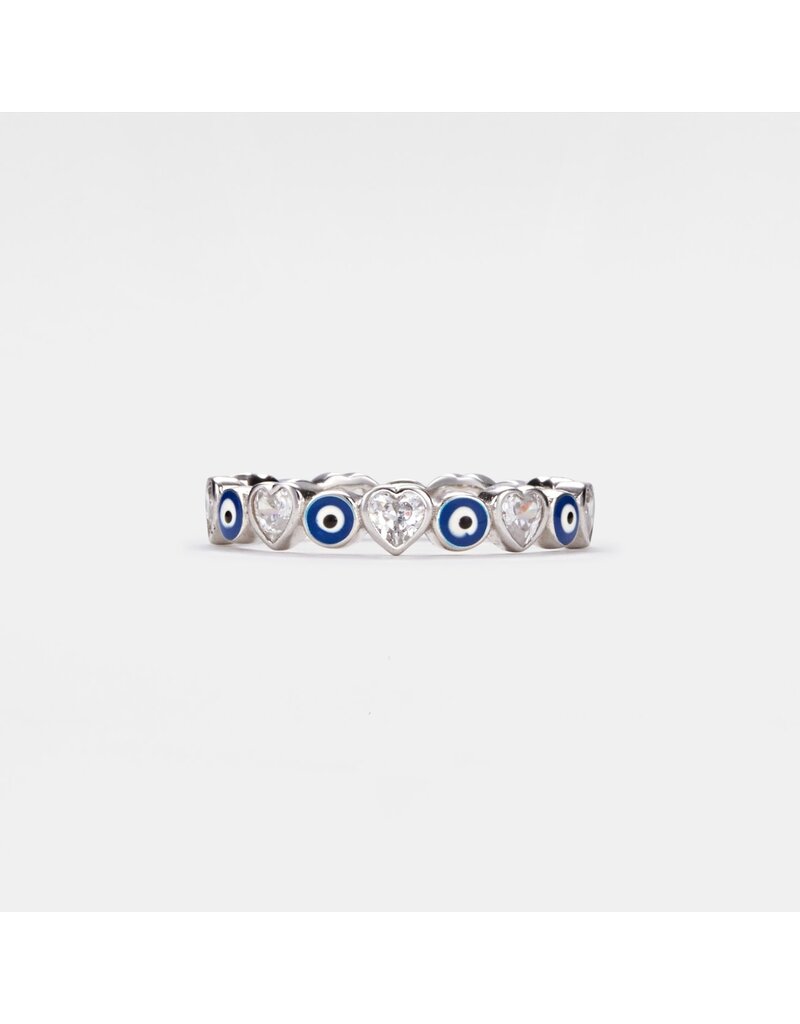 Evil Eye Eternity Ring SS 925 - Size 8