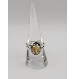 Sterling Silver Citrine Ring Sz 8.5