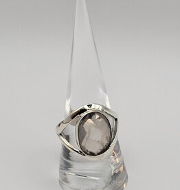 Ring Size 9 - Sterling Silver Faceted - Smoky Quartz