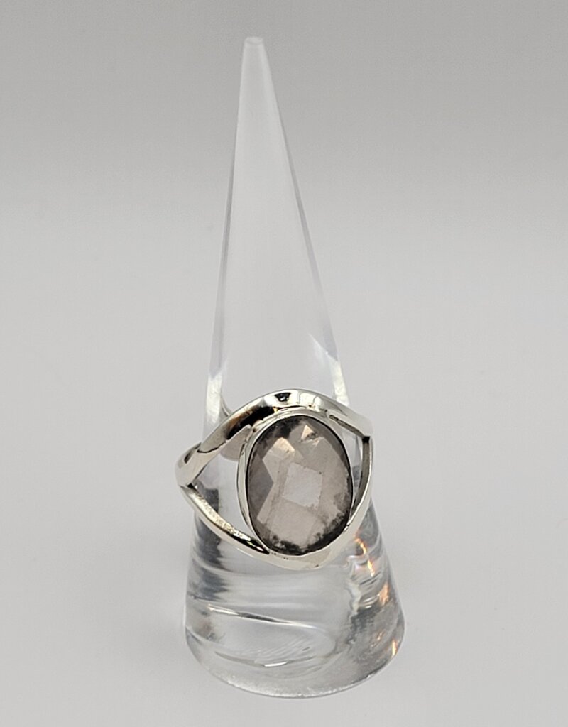 Ring Size 9 - Sterling Silver Faceted - Smoky Quartz