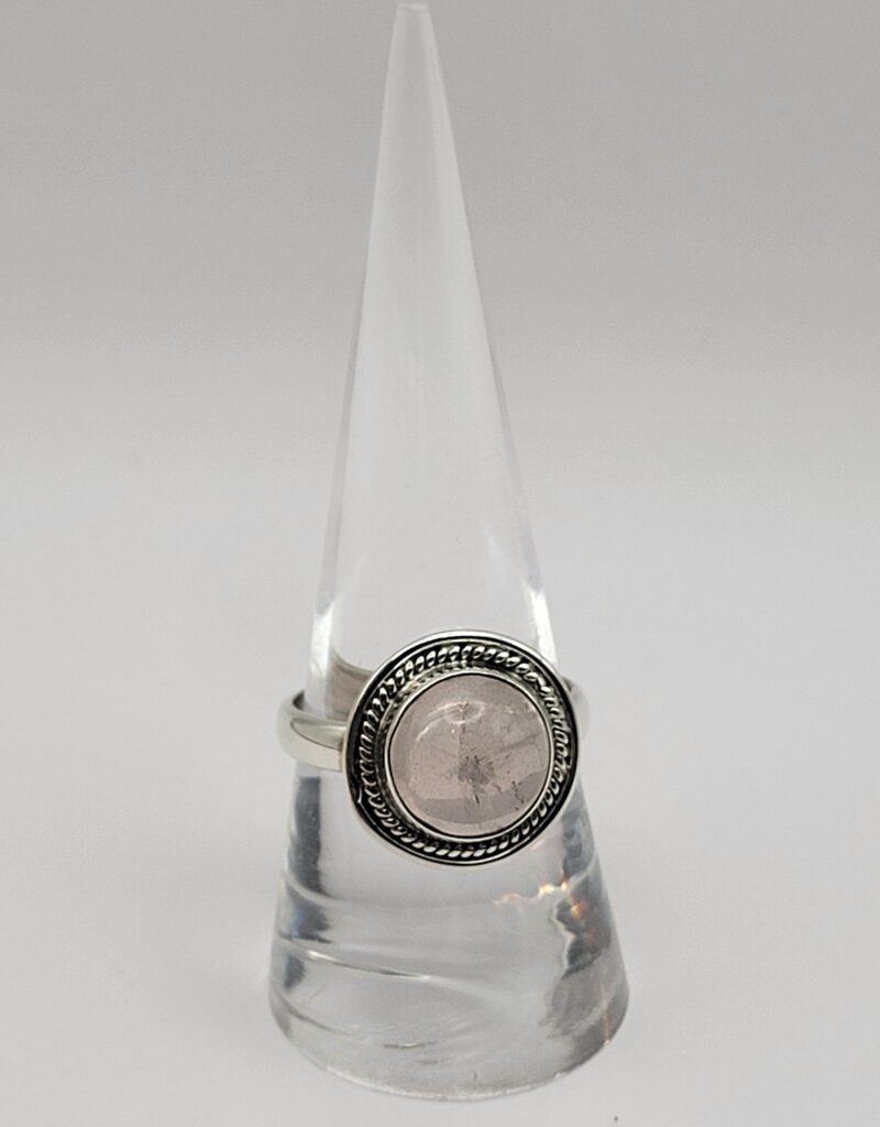 Ring Size 9 - Sterling Silver - Smoky Rose Quartz