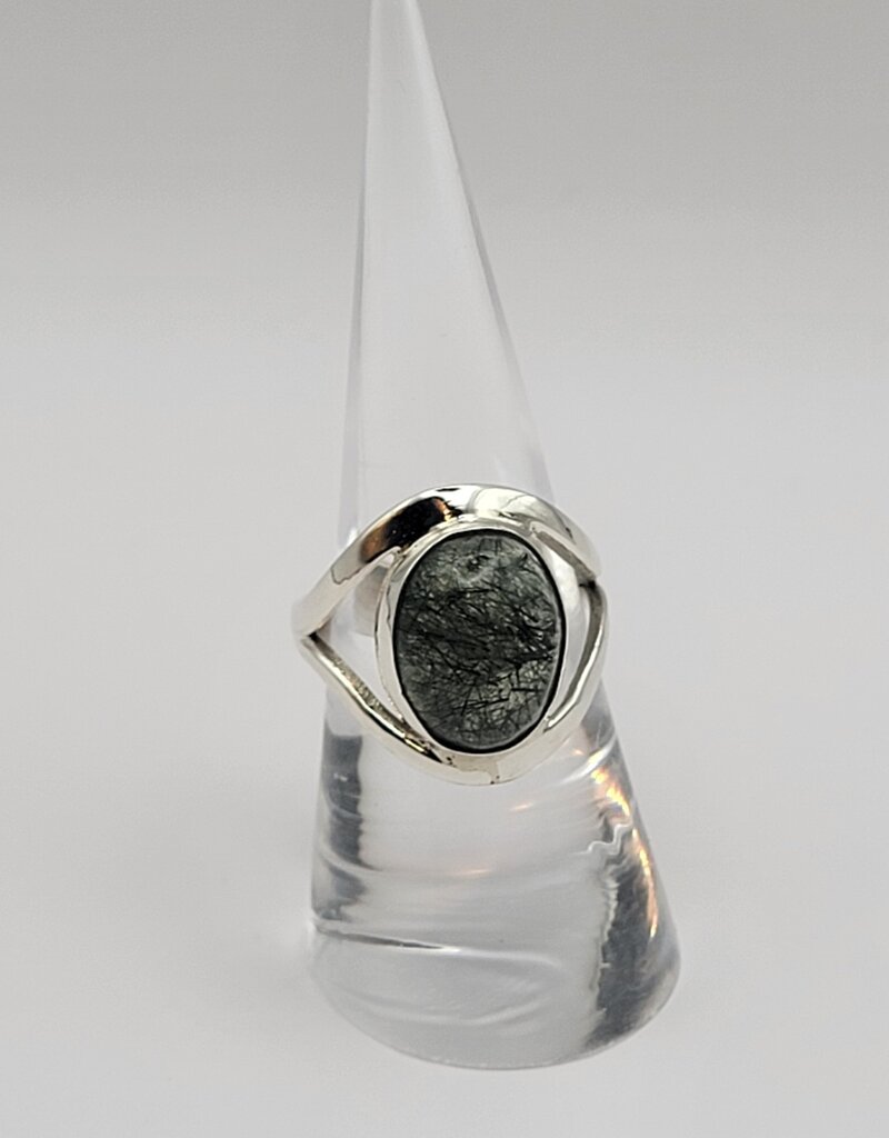 Ring Size 7.5 - Sterling Silver - Tourmalated Quartz