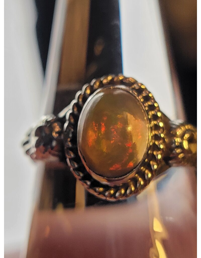 Sterling Silver Fire Opal Ring Sz 8.75