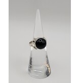 Ring Size 5.75 Sterling Silver - Gold Black Obsidian