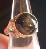 Ring Size 5.75 Sterling Silver - Gold Black Obsidian