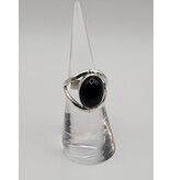 Ring Size 6.5 - Sterling Silver Gold Black Obsidian