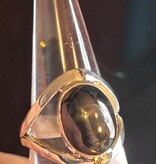 Ring Size 6.25 - Sterling Silver - Gold Black Obsidian