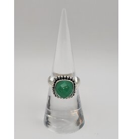Sterling Silver Green Onyx Ring Sz 6.5
