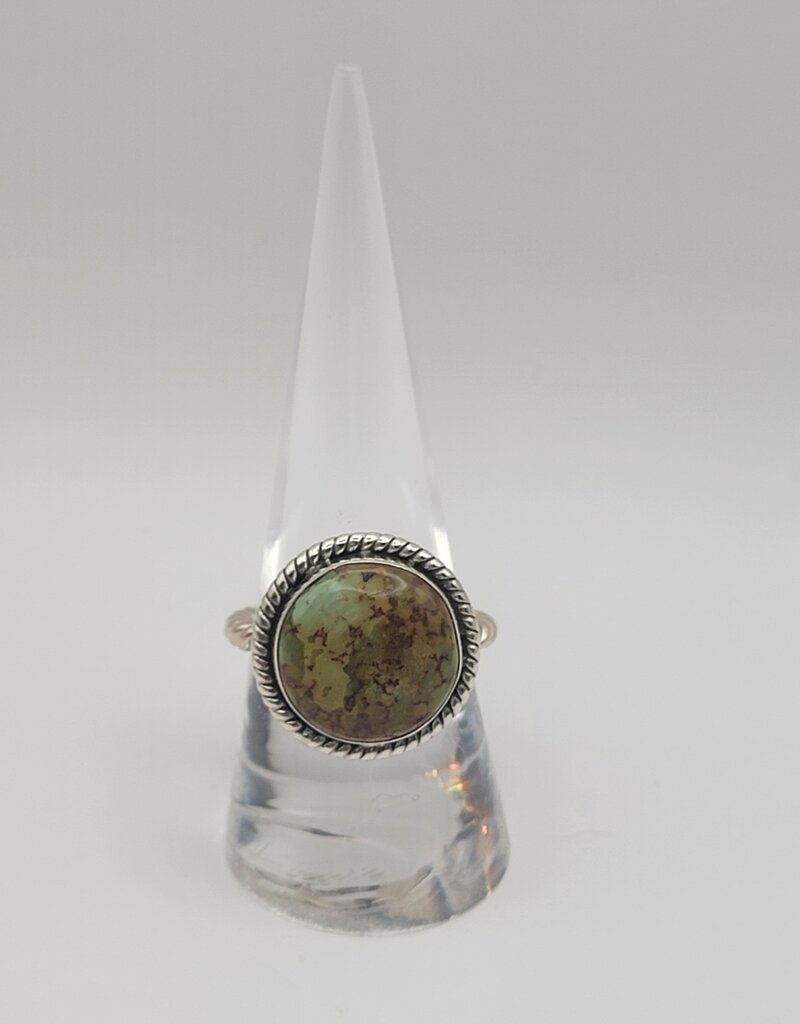 Ring Size 8.5 - Sterling Silver - Tibetan Turquoise