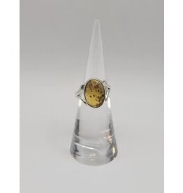 Ring Size 5.5 - Sterling Silver - Honey Amber