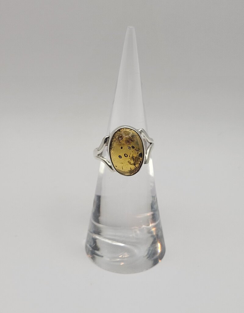 Ring Size 5.5 - Sterling Silver - Honey Amber