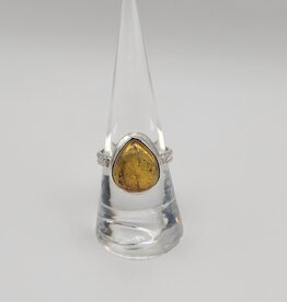 Ring Size 7.5 - Sterling Silver - Honey Amber