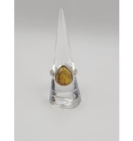 Ring Size 7.5 - Sterling Silver - Honey Amber