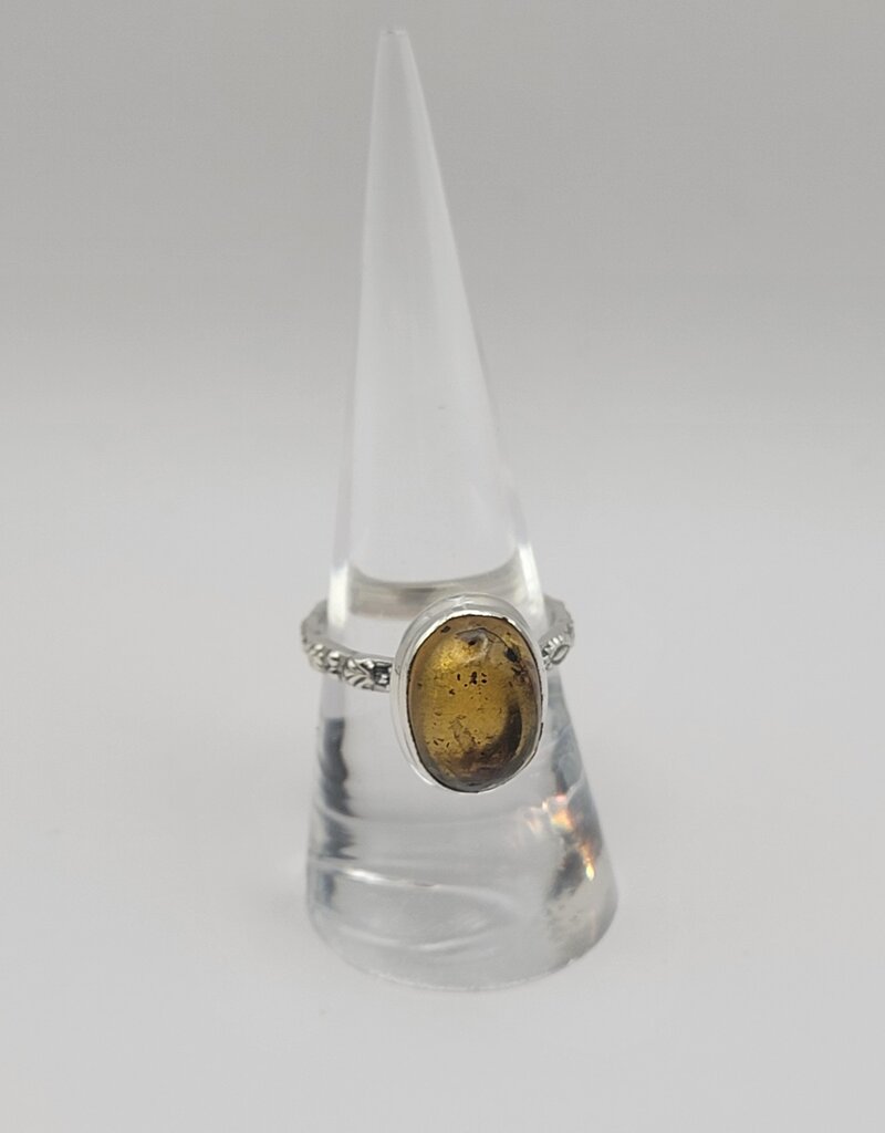 Ring Size 7.75 - Sterling Silver - Honey Amber