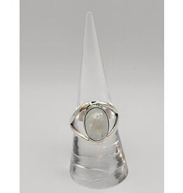Ring Size 8 - Sterling Silver - Rainbow Moonstone
