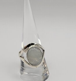 Ring Size 9 - Sterling Silver - Rainbow Moonstone