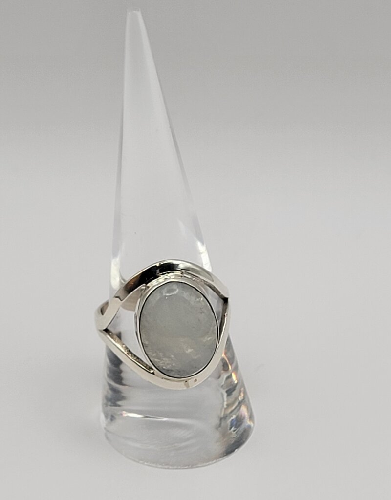 Ring Size 9 - Sterling Silver - Rainbow Moonstone