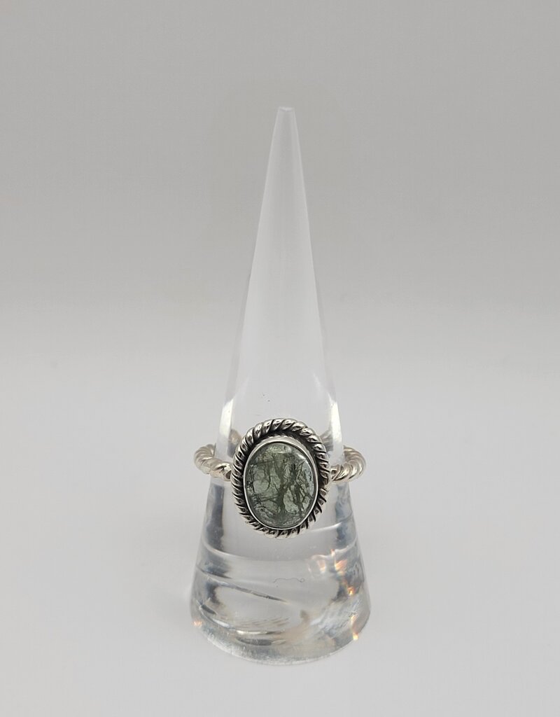 Ring Size 8 - Sterling Silver - Prehnite