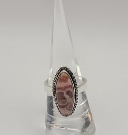 Ring Size 7.5 - Sterling Silver - Rhodochrosite