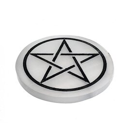 Selenite Coaster / Altar Tile - Pentagram 3'