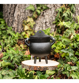 Plain Mini Cast Iron Cauldron 3.5" with Lid