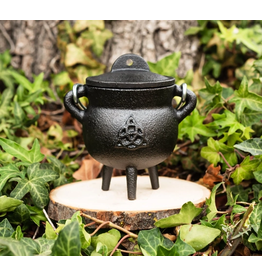 Triquetra Mini Cast Iron Cauldron 3.5" with Lid