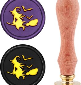 Wax Seal Stamp - Witch on Broom Bats