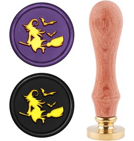 3D Wax Seal Stamp - Witch on Broom Bats