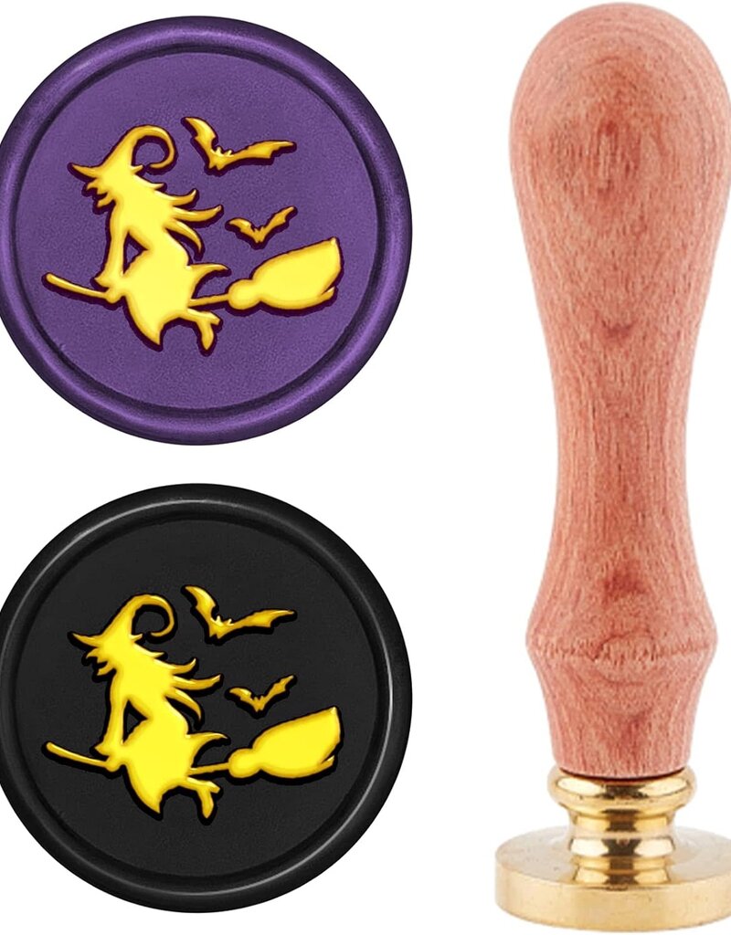 Wax Seal Stamp - Witch on Broom Bats