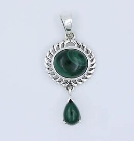 Malachite Double Gemstone 925 SS Pendant