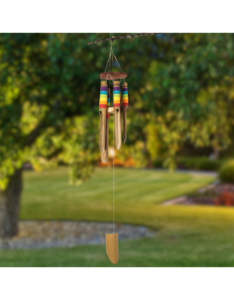 Bamboo Wind Chime with Hand Painted Rainbow Colors