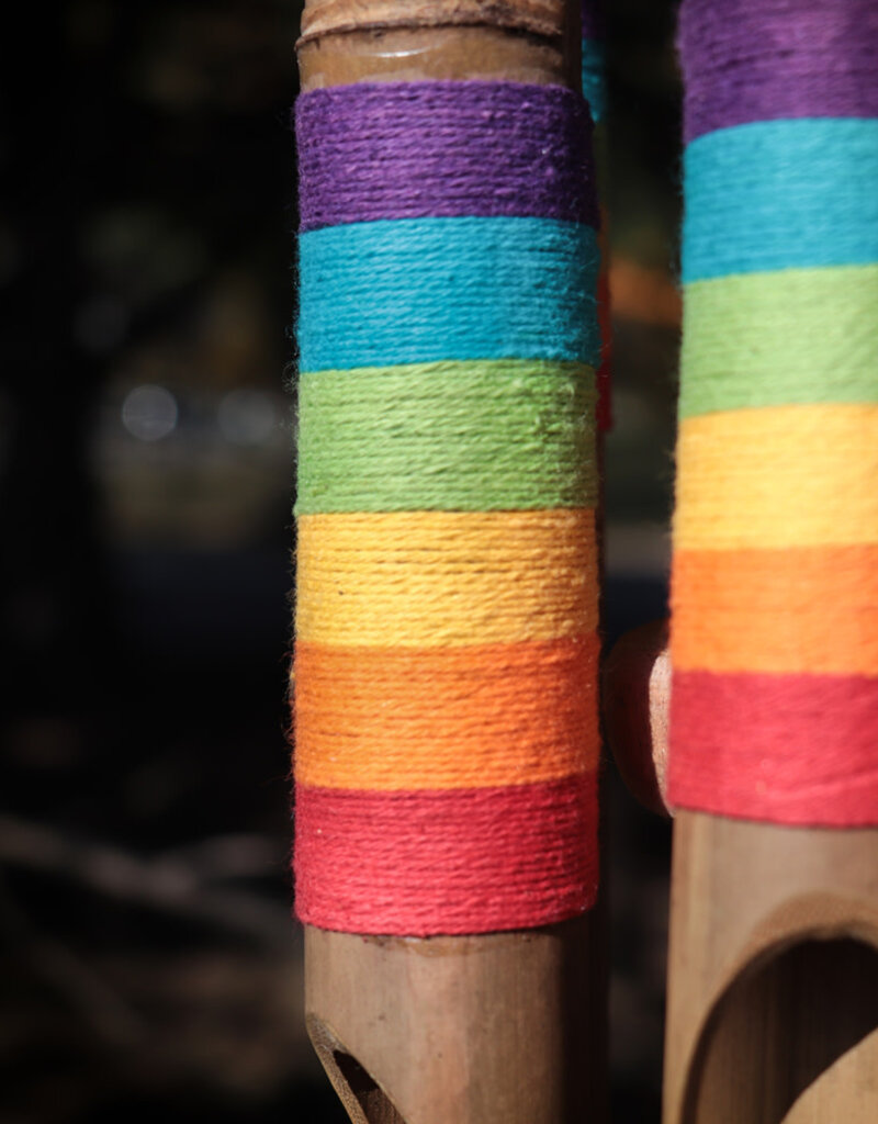 Bamboo Wind Chime with Hand Painted Rainbow Colors