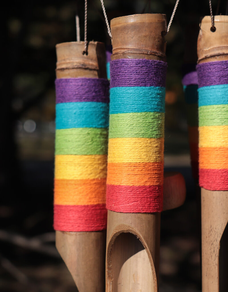 Bamboo Wind Chime with Hand Painted Rainbow Colors
