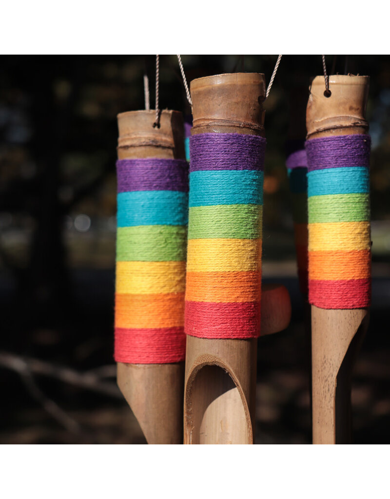 Bamboo Wind Chime with Hand Painted Rainbow Colors