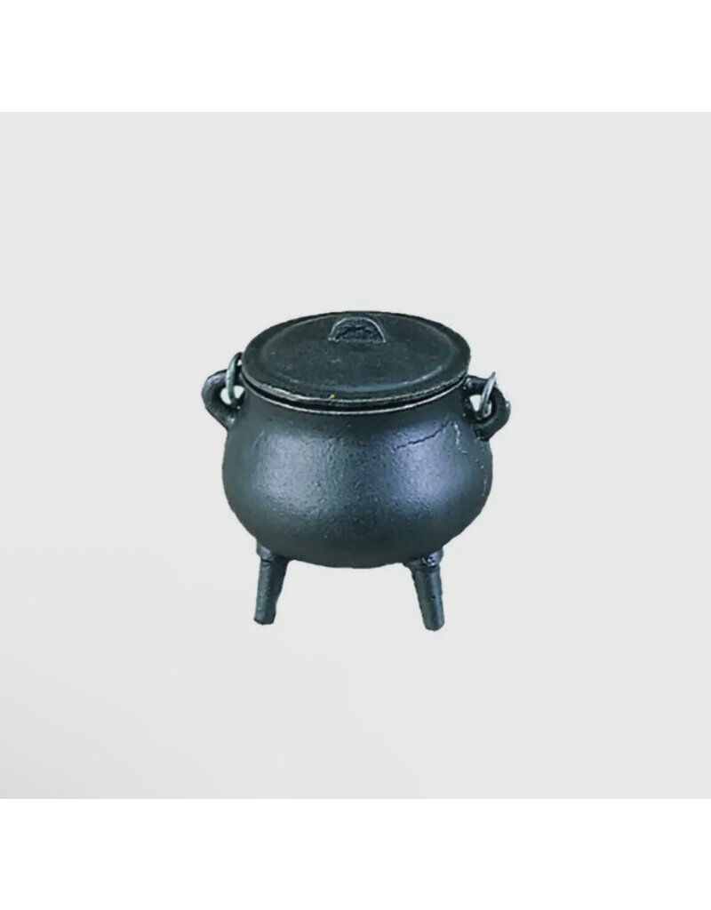 Plain Small Cast Iron Cauldron 3.5" with Lid