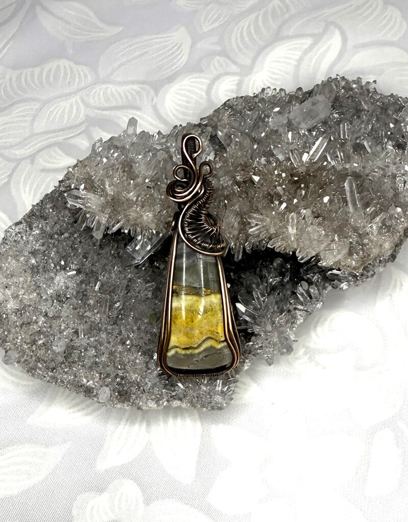 Bumblebee Jasper Wire Wrapped Pendant