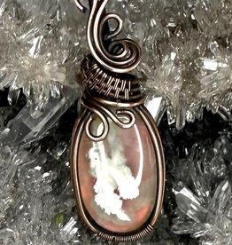 Aurora Plume Agate Wire Wrapped Pendant