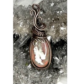 Aurora Plume Agate Wire Wrapped Pendant