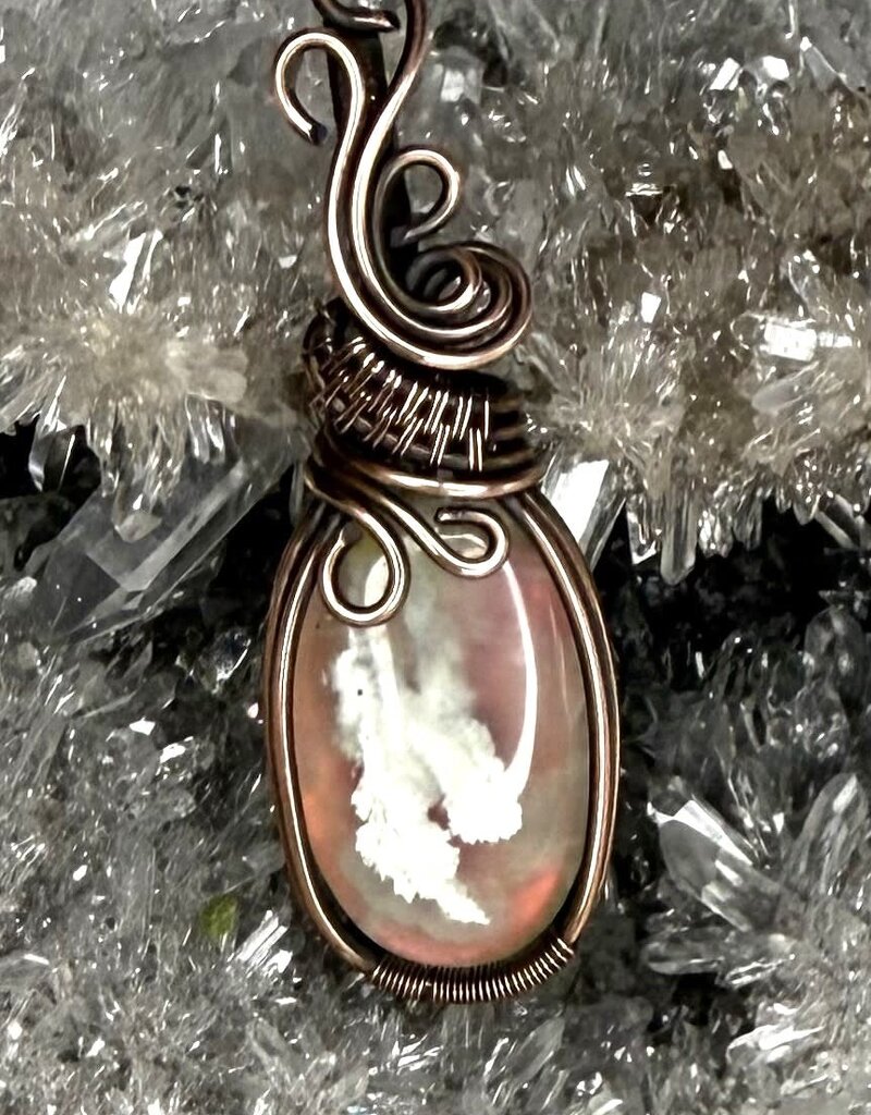 Aurora Plume Agate Wire Wrapped Pendant