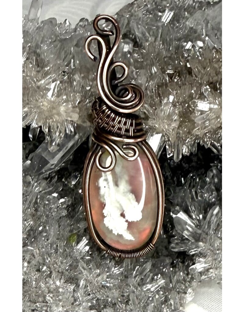 Aurora Plume Agate Wire Wrapped Pendant