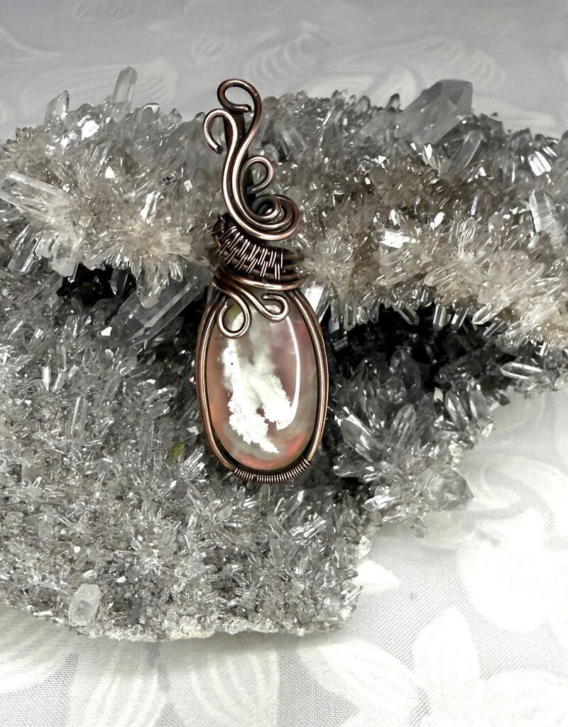 Aurora Plume Agate Wire Wrapped Pendant