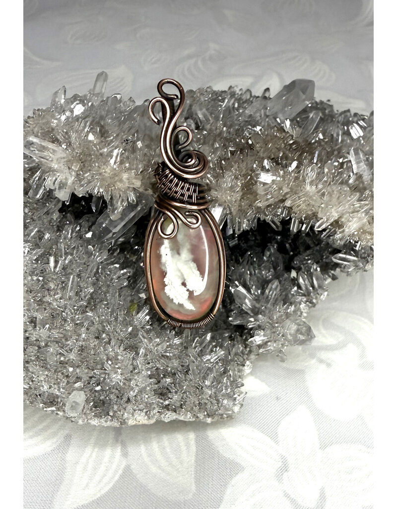 Aurora Plume Agate Wire Wrapped Pendant