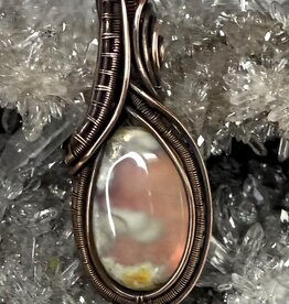 Aurora Plume Agate Wire Wrapped Pendant