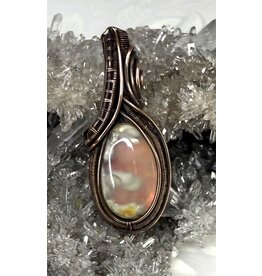 Aurora Plume Agate Wire Wrapped Pendant