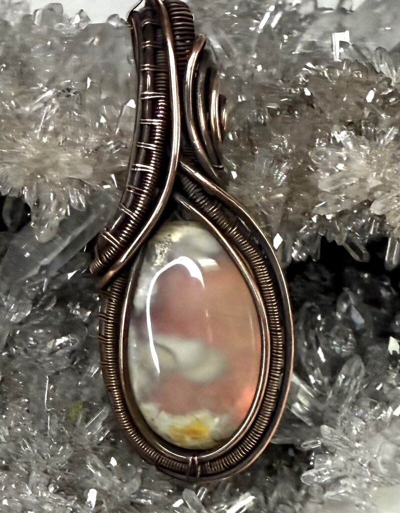 Aurora Plume Agate Wire Wrapped Pendant