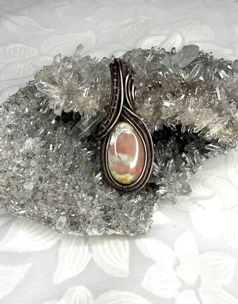 Aurora Plume Agate Wire Wrapped Pendant