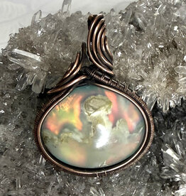 Aurora Plume Agate Wire Wrapped Pendant