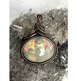 Aurora Plume Agate Wire Wrapped Pendant