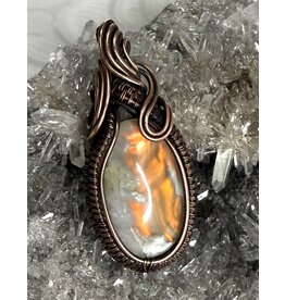 Aurora Plume Agate Wire Wrapped Pendant