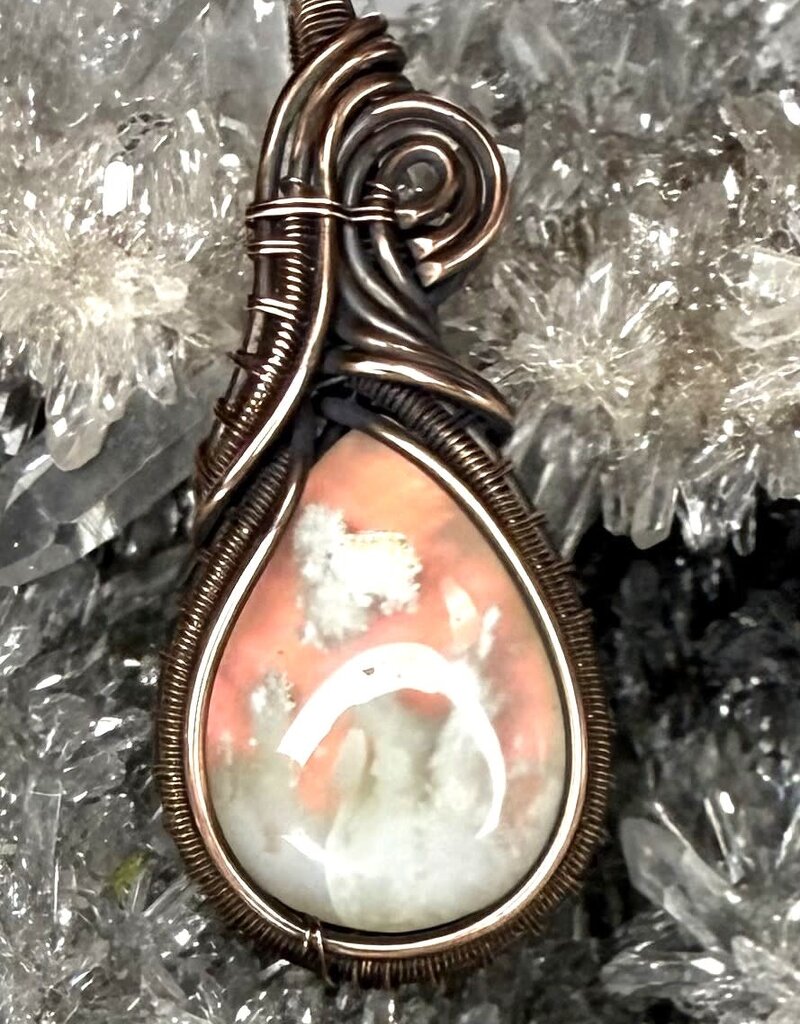 Aurora Plume Agate Wire Wrapped Pendant